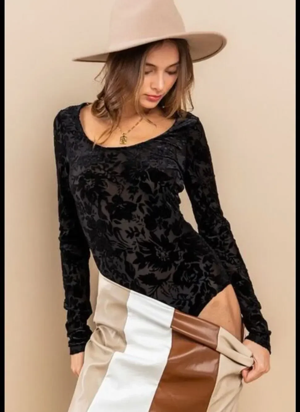 Ces Femme Free People Floral Burnout Velvet Bodysuit Black Sz S Goth WhimsyGoth